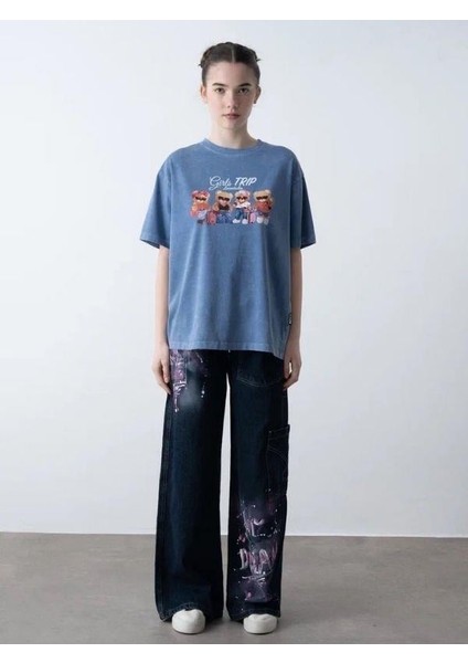 Kız Çocuk Ayıcık Baskılı Oversize T-Shirt fırsatları