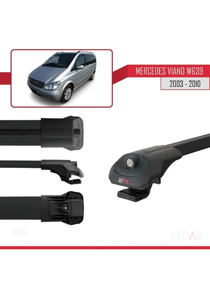 Mercedes Viano 2 (W639) Pre-Facelift 2003-2010 Arası ile Uyumlu Ace-1 Ara Atkı Tavan Barı Siyah 4 Adet modelleri