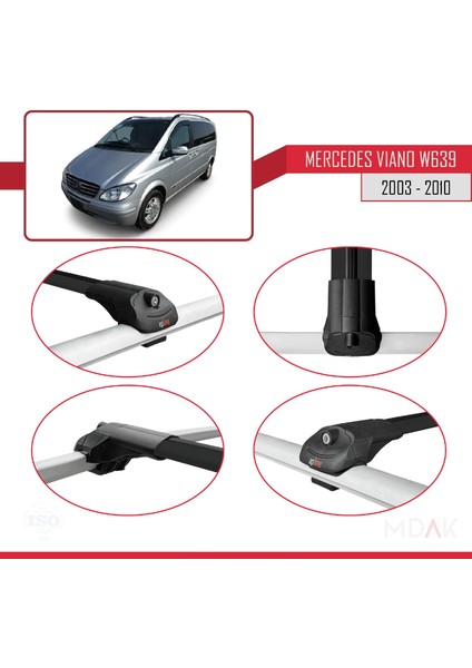 Mercedes Viano 2 (W639) Pre-Facelift 2003-2010 Arası ile Uyumlu Ace-1 Ara Atkı Tavan Barı Siyah 4 Adet fırsatları