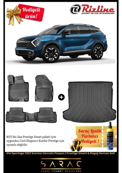 Kia Sportage 2022 Sonrası Havuzlu Paspas | Prestige Smart & Bagaj Havuzu Seti+(Hediyeli!) fiyatları
