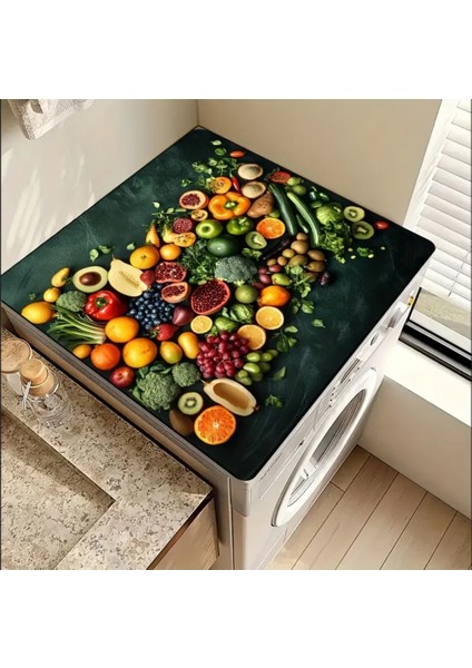 55 cm x 45 cm Meyveler ve Sebzeler Tasarımı Tezgah Üstü Bulaşık Kurutma Matı Bulaşıklık Kurutma Örtüsü