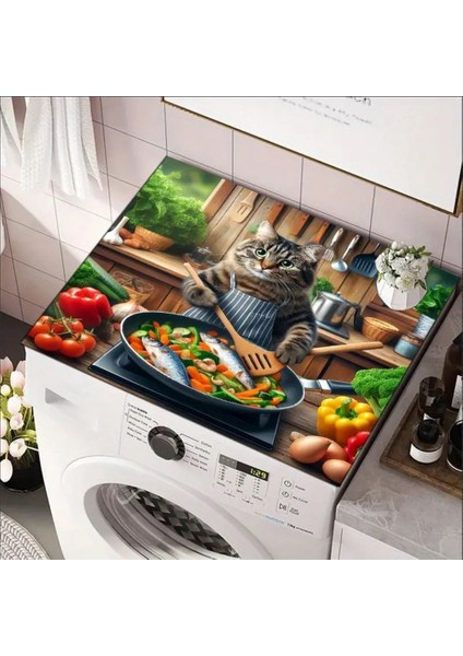 55 cm x 45 cm Kedi Şef Tasarımı Tezgah Üstü Bulaşık Kurutma Matı Bulaşıklık Kurutma Örtüsü fırsatları