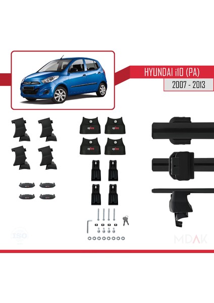 Hyundai I10 (Pa) 2007-2013 Arası ile Uyumlu Ace-4 Ara Atkı Tavan Barı Siyah 2 Adet indirimleri