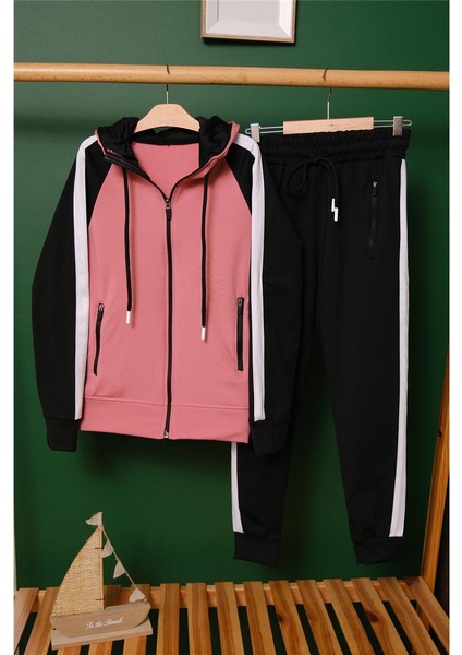 Unisex Şerit Detaylı Kapüşonlu Çocuk Eşofman Takımı modelleri