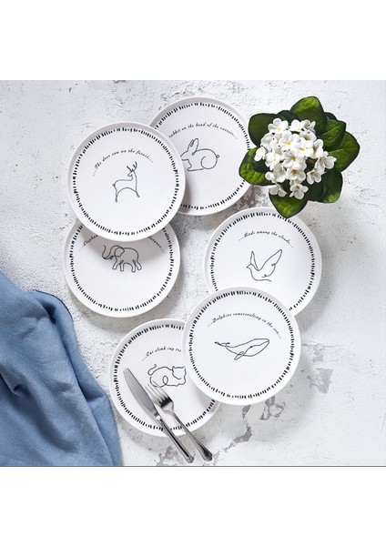 Animal 6 Parça Pasta Tabağı Seti