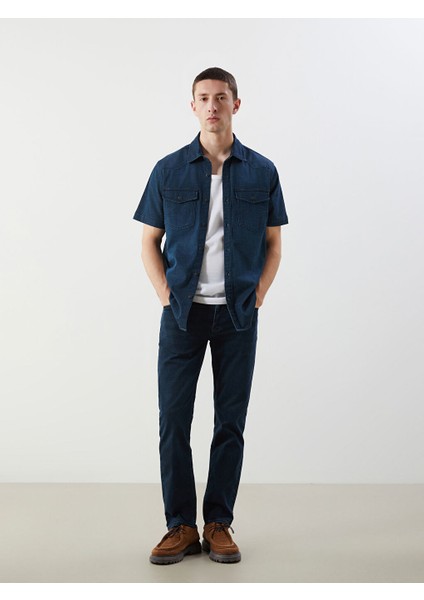 Yeni Sezon Regular Fit Kisa Kollu Erkek Jean Gomlek - S5KB07Z8