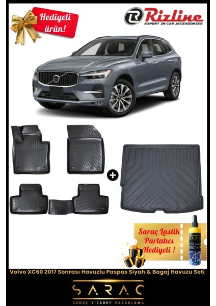 Volvo XC60 2017 Sonrası Havuzlu Paspas Siyah & Bagaj Havuzu Seti+(Hediyeli!) fiyatları