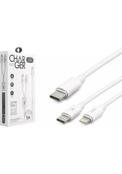 CL15 Hızlı Şarj Kablosu: 2si1 Arada Lightning (Apple/iphone) + Type-C 20W 5A Fast Charger fiyatları