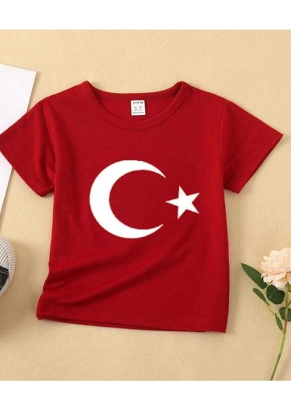 Kız-Erkek Çocuk Türk Bayraklı Tişort Penye
