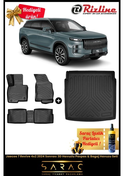 Jaecoo 7 Revive 4x2 2024 Sonrası Havuzlu Paspas & Bagaj Havuzu Seti+Hediyeli!