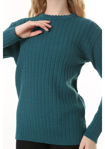 Saç Örmeli Anne Triko Yün Kazak