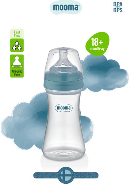 Kindy Antikolik PP Biberon 250 ml 18 Ay (HIZLI AKIŞ) - Bowl Blue