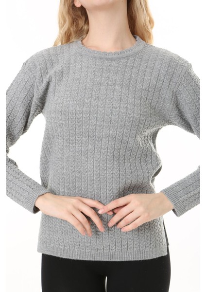 Saç Örmeli Anne Triko Yün Kazak