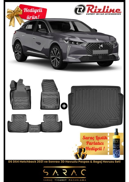 Ds Ds4 Hatchback 2021 ve Sonrası Havuzlu Paspas & Bagaj Havuzu Seti+Hediyeli!