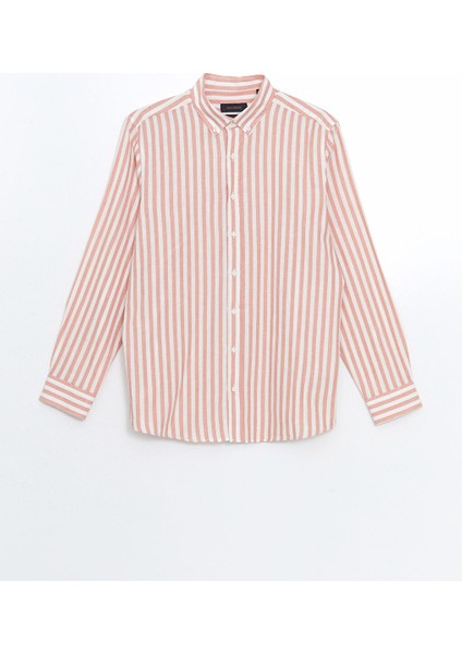 Yeni Sezon Regular Fit Uzun Kollu Cizgili Poplin Erkek Gomlek - S55722Z8 indirimleri