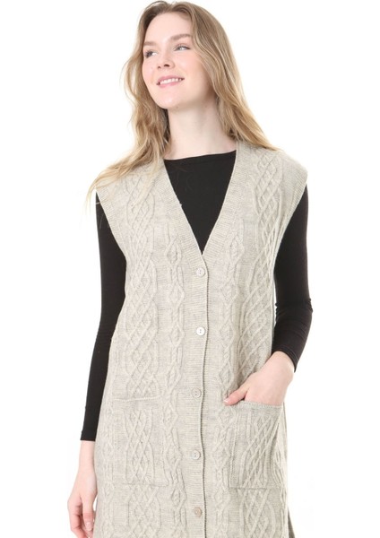 Triko Harttuş Uzun Yelek