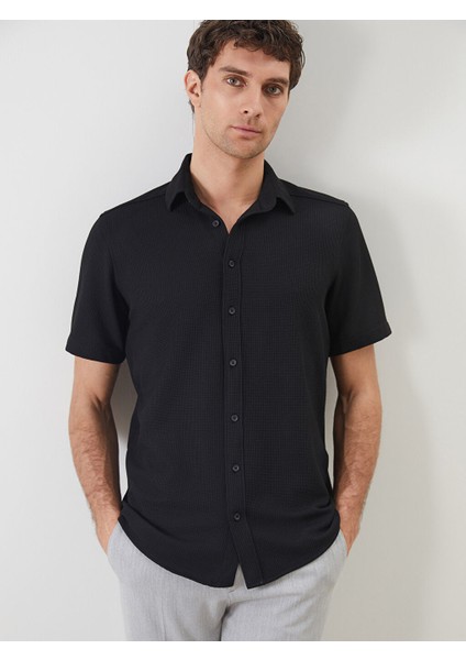 Yeni Sezon Regular Fit Kisa Kollu Erkek Dokulu Gomlek - S5FD85Z8