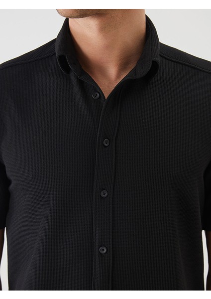 Yeni Sezon Regular Fit Kisa Kollu Erkek Dokulu Gomlek - S5FD85Z8