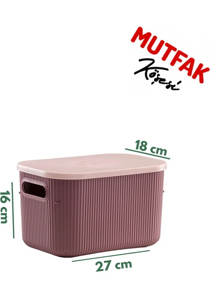 Terra 6 Adet 6.2 Litre Düzenleyici Kapaklı Kutu, Dekoratif Saklama Kutusu
