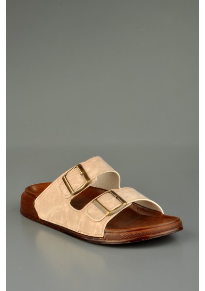 Unisex Rahat Ortopedik Kemerli Krem Terlik