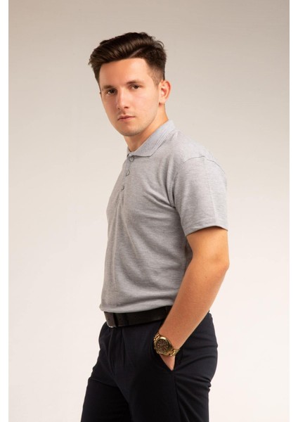 Gri Kısa Kollu Genç Boy Lise Okul Lakos Polo Yaka T-Shirt fiyatları