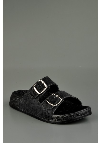 Yumuşak Tabanlı Ortopedik Siyah Simli Şık Terlik