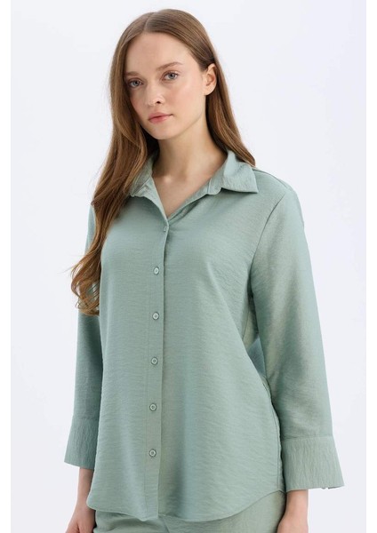 Yeni Sezon Regular Fit Basic Düz Uzun Kollu Gömlek