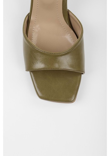 Kadın Sarge Yağ Yeşili Parlak Cilt Topuklu Ayakkabı modelleri