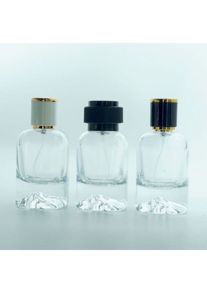 20 Adet Boş Cam Parfüm Şişe, 50 Ml, Kare Mount (Dağ) Model, Şeffaf, Geçmeli, Kk