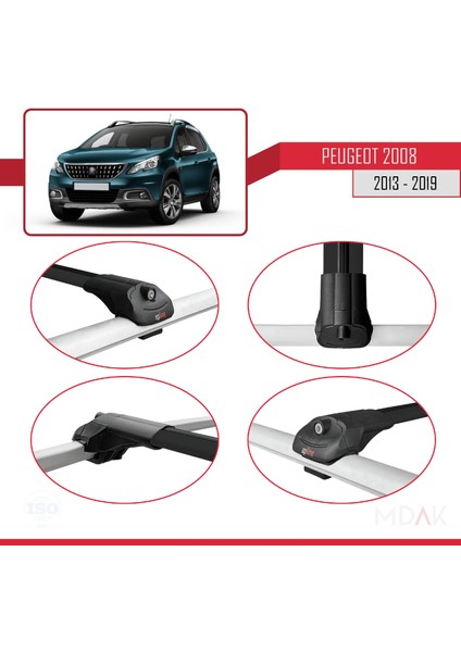 Peugeot 2008 (A94) 2013-2019 Arası ile Uyumlu Ace-1 Ara Atkı Tavan Barı Siyah 2 Adet fırsatları