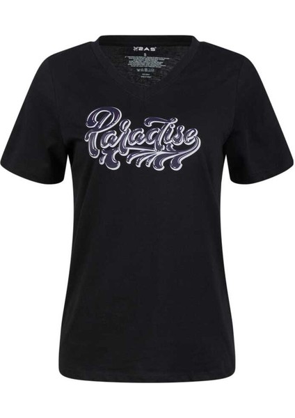 Alone Baskılı V Yaka Kadın T-Shirt 406