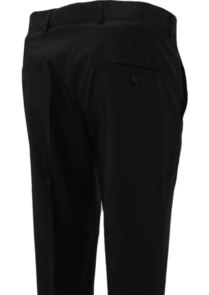 Erkek Siyah Klasik Kesim Kumaş Pantolon