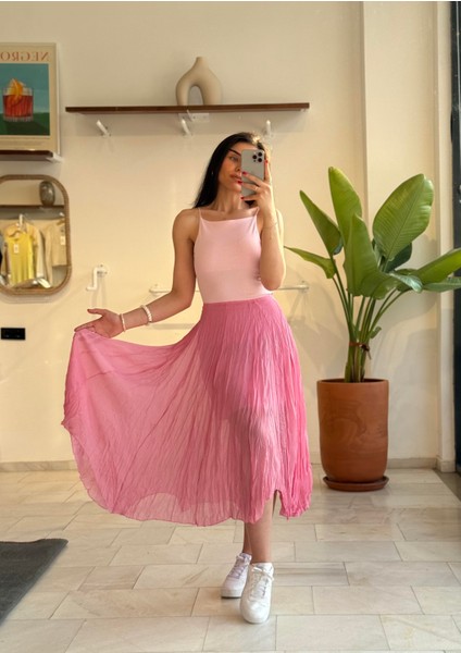 Pembe Asimetrik Etek modelleri