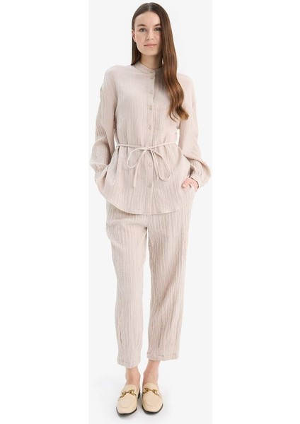 Yeni Sezon basic Düz Cepli Müslin Harem Pantolon