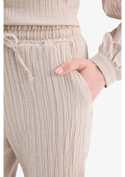Yeni Sezon basic Düz Cepli Müslin Harem Pantolon