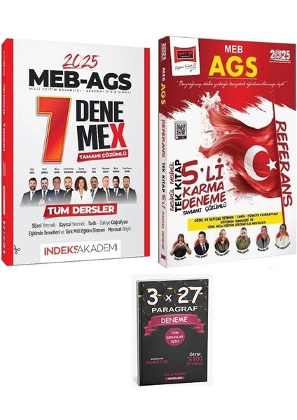 Indeks + Yargı 2025 Meb-Ags Tüm Dersler 7+5 Deneme 2 Li Set+Anlakazan Paragraf