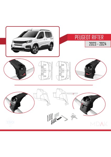 Peugeot Rifter 2023 ve Sonrası ile Uyumlu Ace-2 Ara Atkı Tavan Barı Siyah 2 Adet indirimleri
