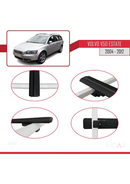 Volvo V50 2004-2012 Arası ile Uyumlu Basıc Model Ara Atkı Tavan Barı Siyah 3 Adet fırsatları