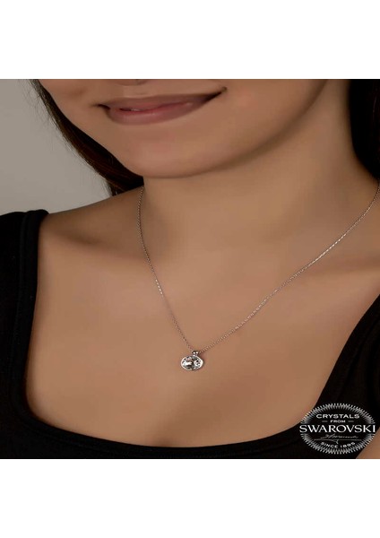 Swarovski Crystal Taşlı Çerçeveli Gümüş Kadın Kolye fiyatları
