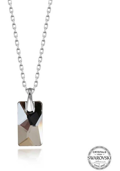 Swarovski Crystal Taşlı Baget Gümüş Kadın Kolye