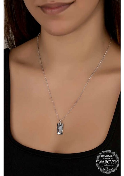 Swarovski Crystal Taşlı Baget Gümüş Kadın Kolye fiyatları