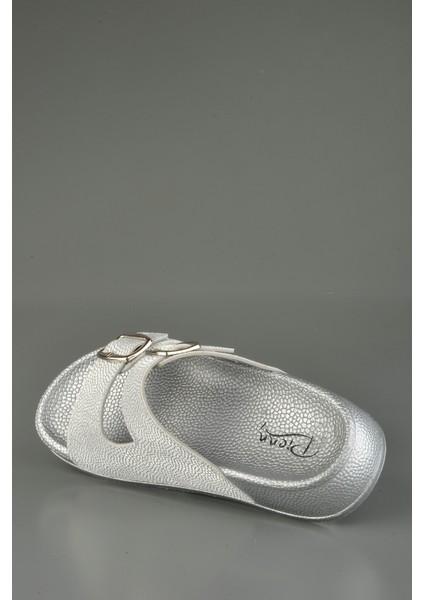 Yumuşak Tabanlı Ortopedik Gümüş Simli Şık Terlik fırsatları