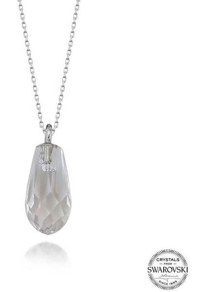 Swarovski Crystal Taşlı Drop Kesim Gümüş Kadın Kolye