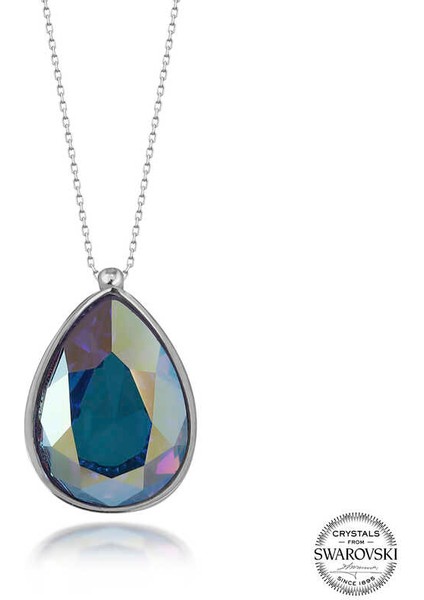 Swarovski Crystal Taşlı Damla Gümüş Kadın Kolye