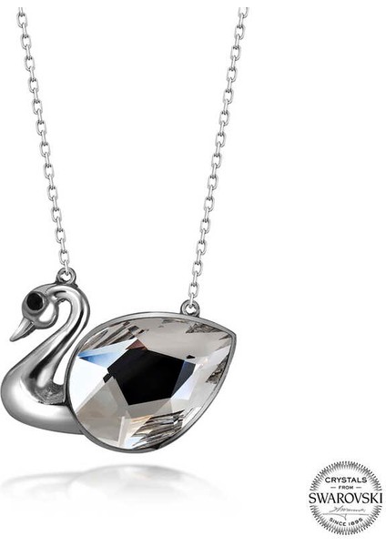 Swarovski Crystal Taşlı Kuğu Gümüş Kadın Kolye