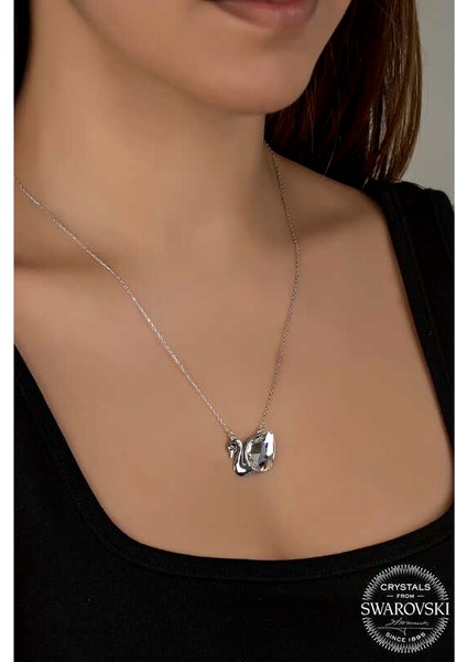 Swarovski Crystal Taşlı Kuğu Gümüş Kadın Kolye fiyatları