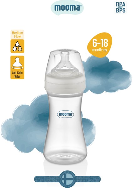 Kindy Antikolik PP Biberon 250 ml 6-18 Ay (ORTA AKIŞ) - Grey Goose