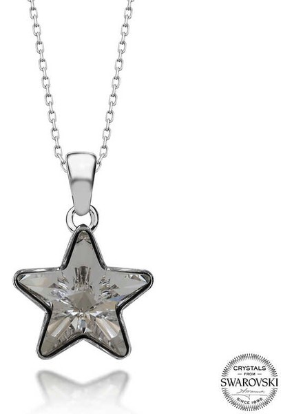 Swarovski Crystal Taşlı Yıldız Gümüş Kadın Kolye