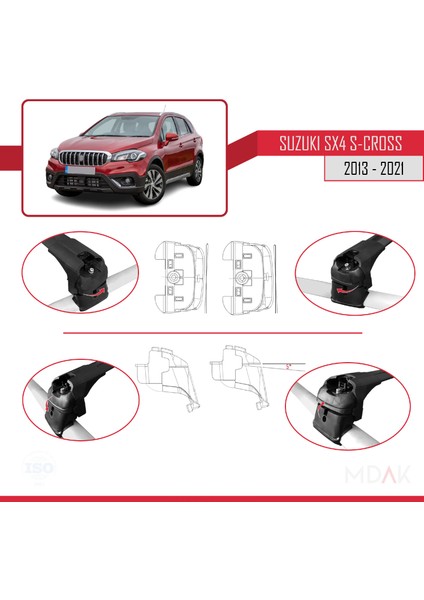 Suzuki Sx4 S-Cross 3 (Jyb) 2013-2021 Arası ile Uyumlu Ace-2 Ara Atkı Tavan Barı Siyah 2 Adet fırsatları
