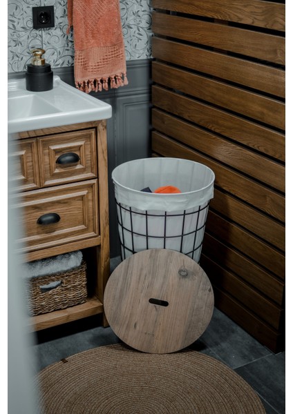 Ahşap Kapaklı Metal Tel Gövdeli Çamaşır Sepeti | Modern Dekoratif Kirli Sepeti modelleri